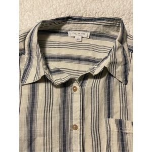 Blu Pepper Day to Day Blue Stripe Button Up Ladies Large Very Soft EUC